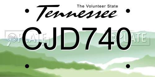 CJD740 Tennessee License Plate