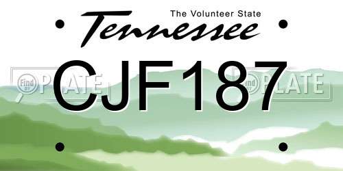 CJF187 Tennessee License Plate