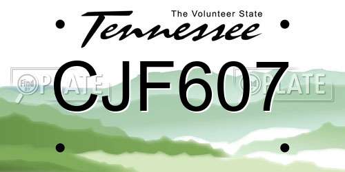 CJF607 Tennessee License Plate