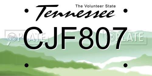 CJF807 Tennessee License Plate