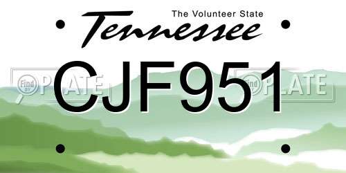 CJF951 Tennessee License Plate
