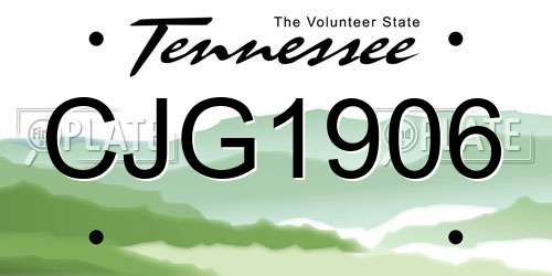 CJG1906 Tennessee License Plate