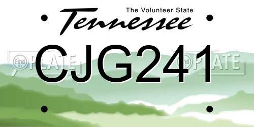 CJG241 Tennessee License Plate