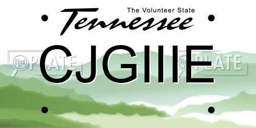 CJGIIIE Tennessee License Plate