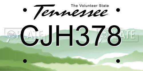 CJH378 Tennessee License Plate