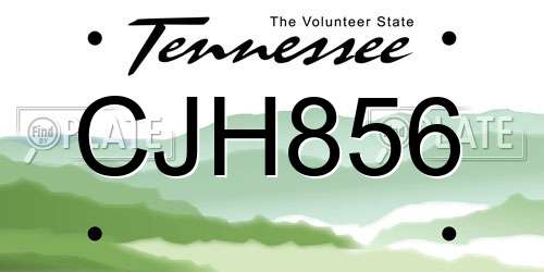 CJH856 Tennessee License Plate