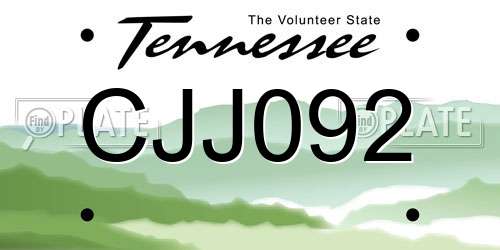 CJJ092 Tennessee License Plate