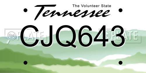 CJQ643 Tennessee License Plate
