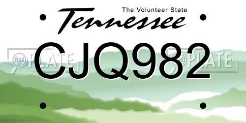 CJQ982 Tennessee License Plate