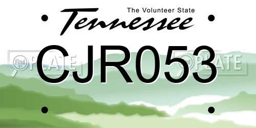 CJR053 Tennessee License Plate