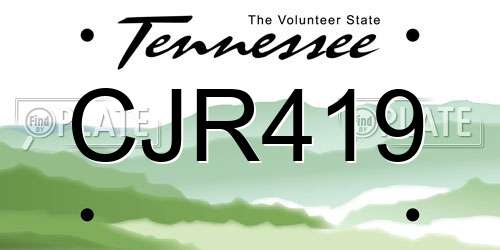 CJR419 Tennessee License Plate