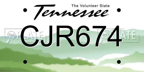 CJR674 Tennessee License Plate