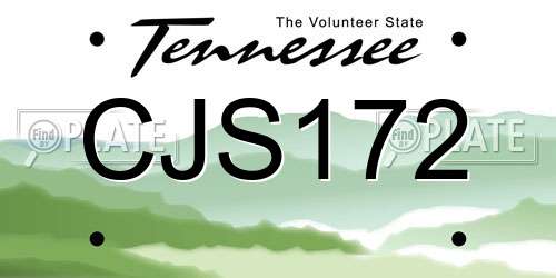 CJS172 Tennessee License Plate