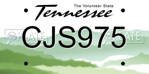 CJS975 Tennessee License Plate