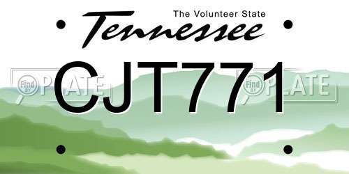 CJT771 Tennessee License Plate