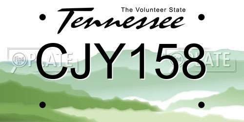 CJY158 Tennessee License Plate