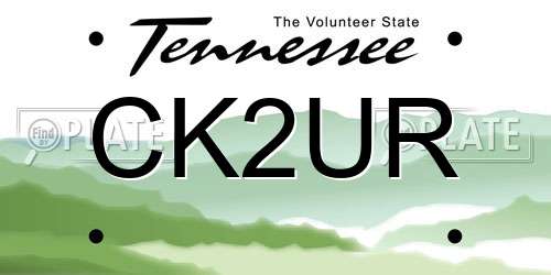 CK2UR Tennessee License Plate