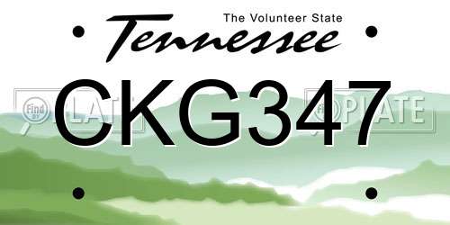 CKG347 Tennessee License Plate