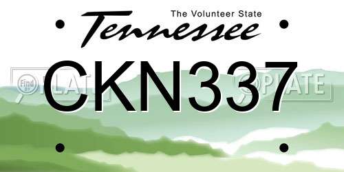 CKN337 Tennessee License Plate