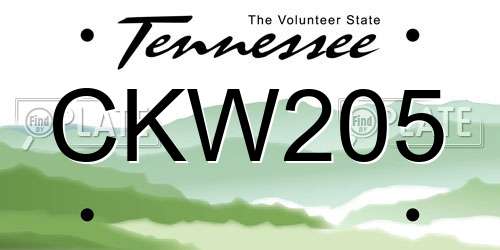 CKW205 Tennessee License Plate
