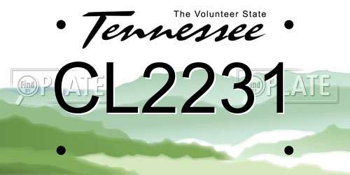 CL2231 Tennessee License Plate