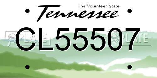 CL55507 Tennessee License Plate