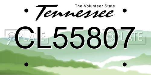 CL55807 Tennessee License Plate