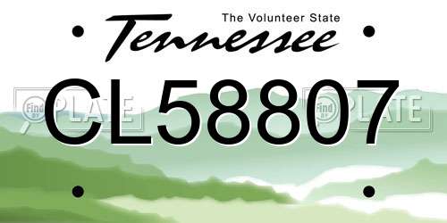 CL58807 Tennessee License Plate
