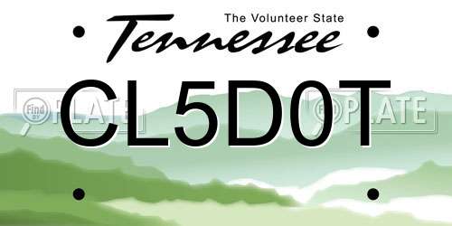 CL5D0T Tennessee License Plate