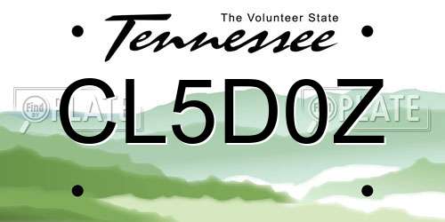 CL5D0Z Tennessee License Plate