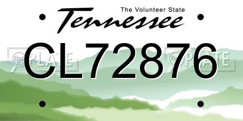 CL72876 Tennessee License Plate