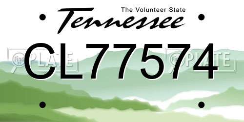 CL77574 Tennessee License Plate