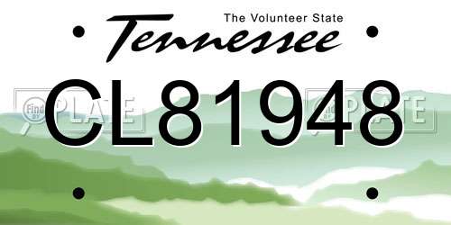 CL81948 Tennessee License Plate