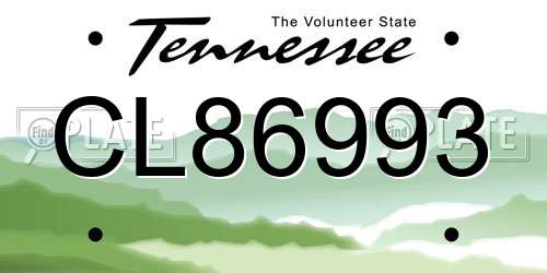 CL86993 Tennessee License Plate