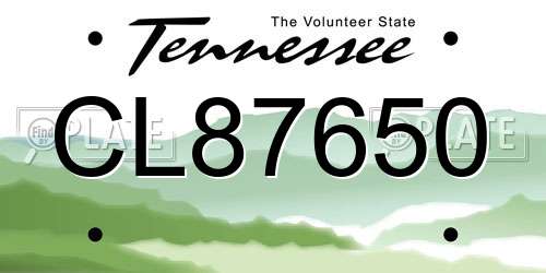 CL87650 Tennessee License Plate