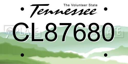 CL87680 Tennessee License Plate