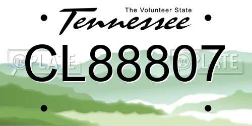 CL88807 Tennessee License Plate