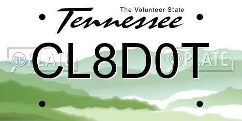 CL8D0T Tennessee License Plate