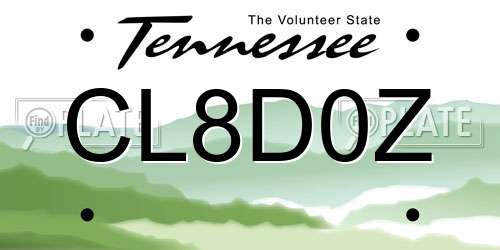 CL8D0Z Tennessee License Plate