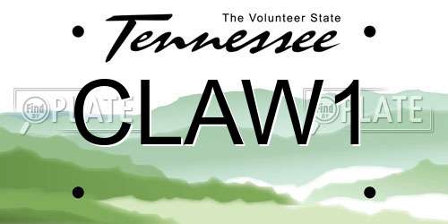 CLAW1 Tennessee License Plate