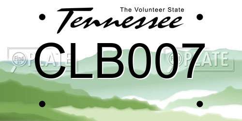 CLB007 Tennessee License Plate