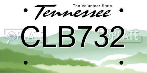 CLB732 Tennessee License Plate