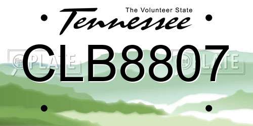 CLB8807 Tennessee License Plate