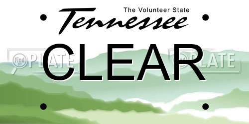 CLEAR Tennessee License Plate