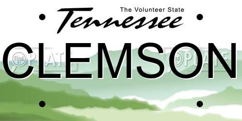 CLEMSON Tennessee License Plate