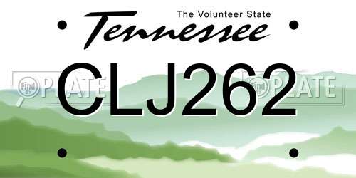 CLJ262 Tennessee License Plate