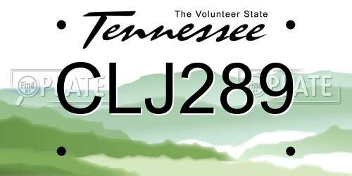 CLJ289 Tennessee License Plate
