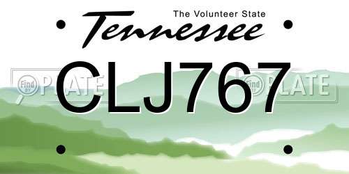 CLJ767 Tennessee License Plate