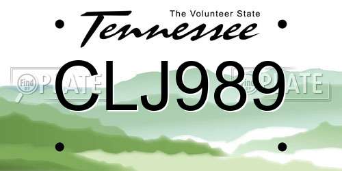 CLJ989 Tennessee License Plate