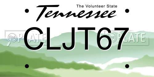 CLJT67 Tennessee License Plate